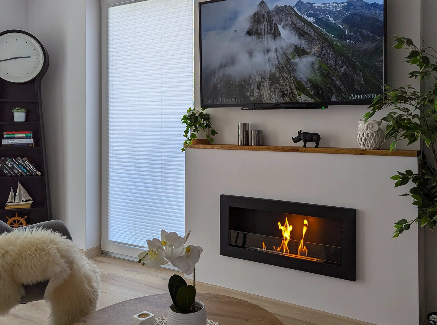 Wandbiokamin 900x400 SLIM (mit Glas)