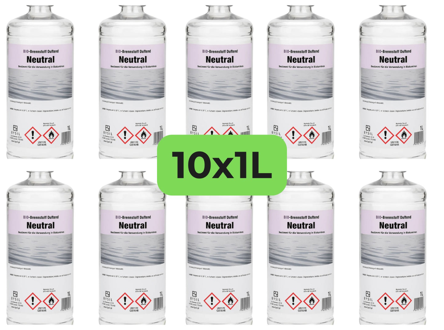 10x 1 L Neutral – geruchloser Brennstoff für Biokamine