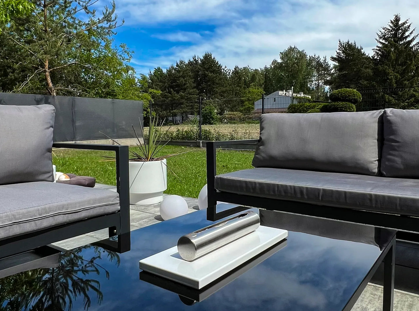 Edelstahl Standkamin – Modell „Stainless“