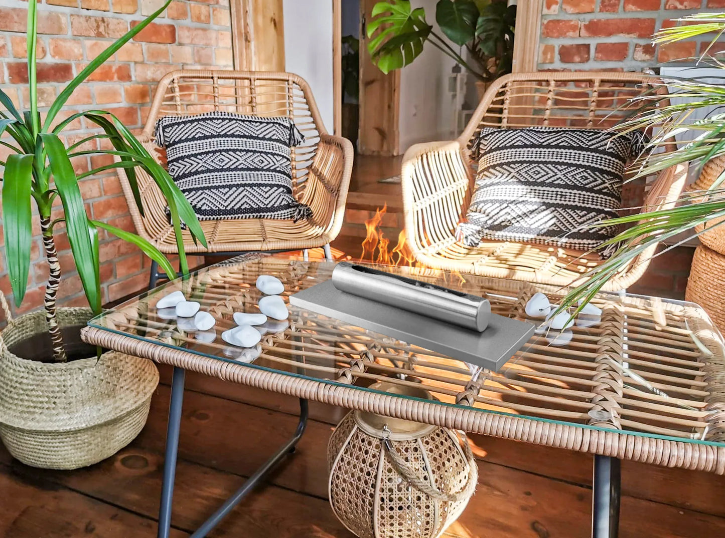 Edelstahl Standkamin – Modell „Stainless“