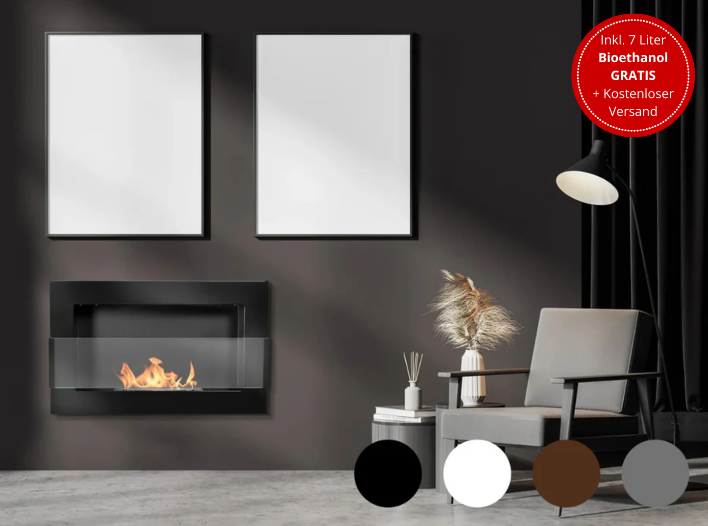 Wandbiokamin 650x400 Standard (mit/ohne Glas)