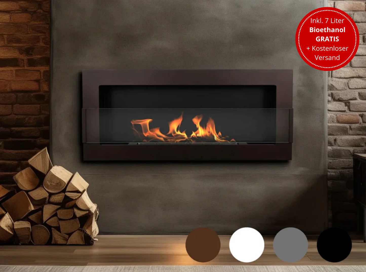 Wandbiokamin 900x400 Standard (mit/ohne Glas)